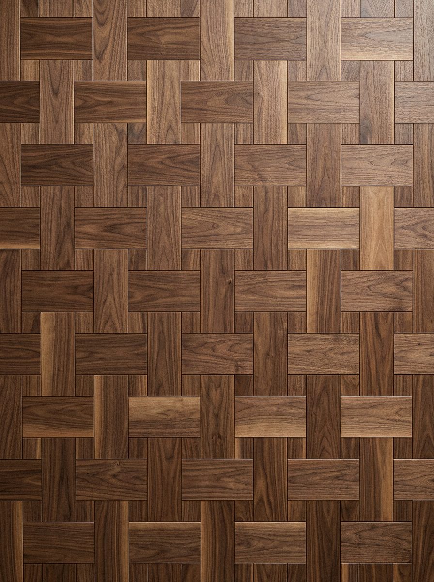 Parquet a intreccio in noce, texture della posa