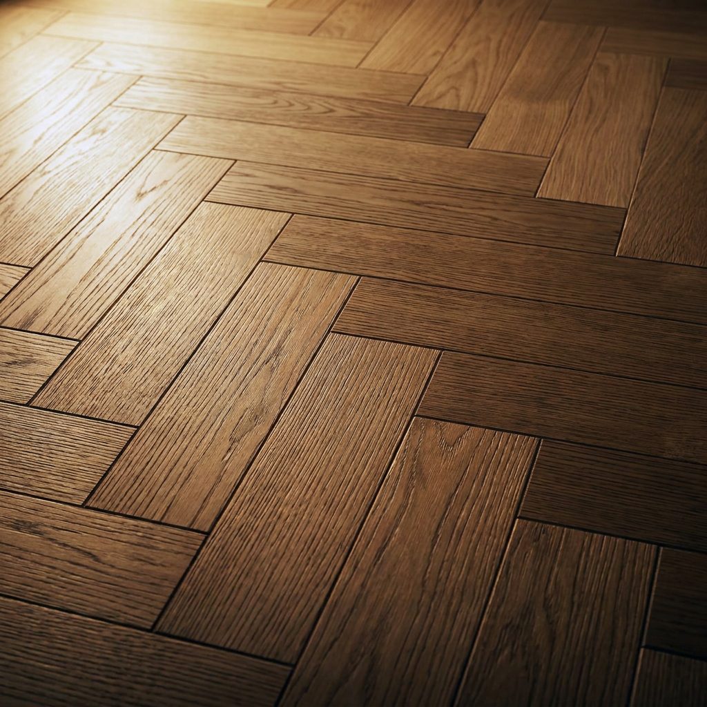 Parquet a spina di pesce in rovere naturale, dettaglio della posa