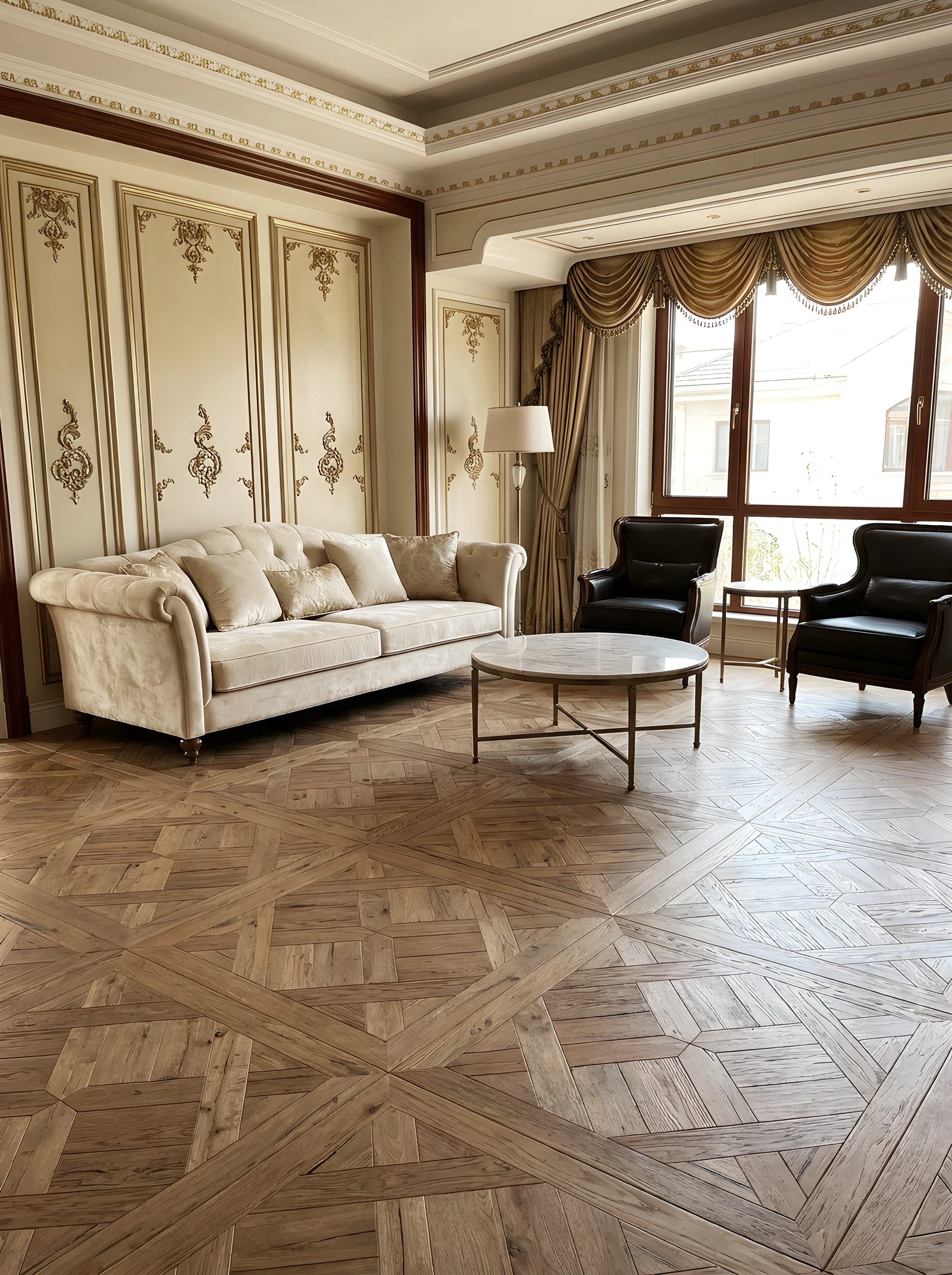 Parquet Versailles in un salone classico