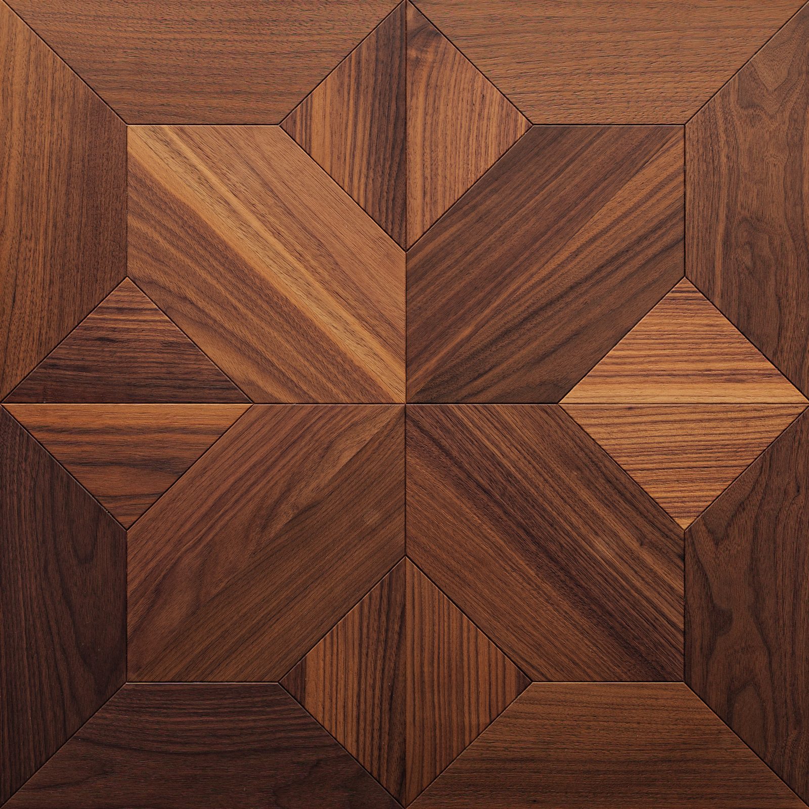 Quadrotta geometrica in noce e rovere
